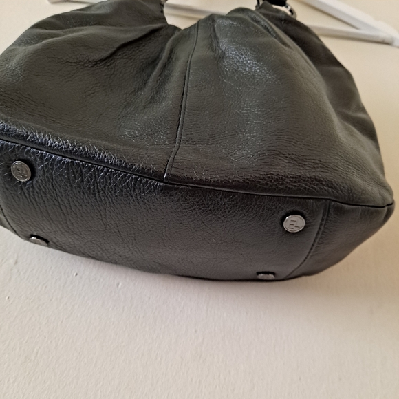 Elliott Lucca Black Leather Double Strap Medium Purse / Bag with Zip & Snap Lock - Picture 3 of 13